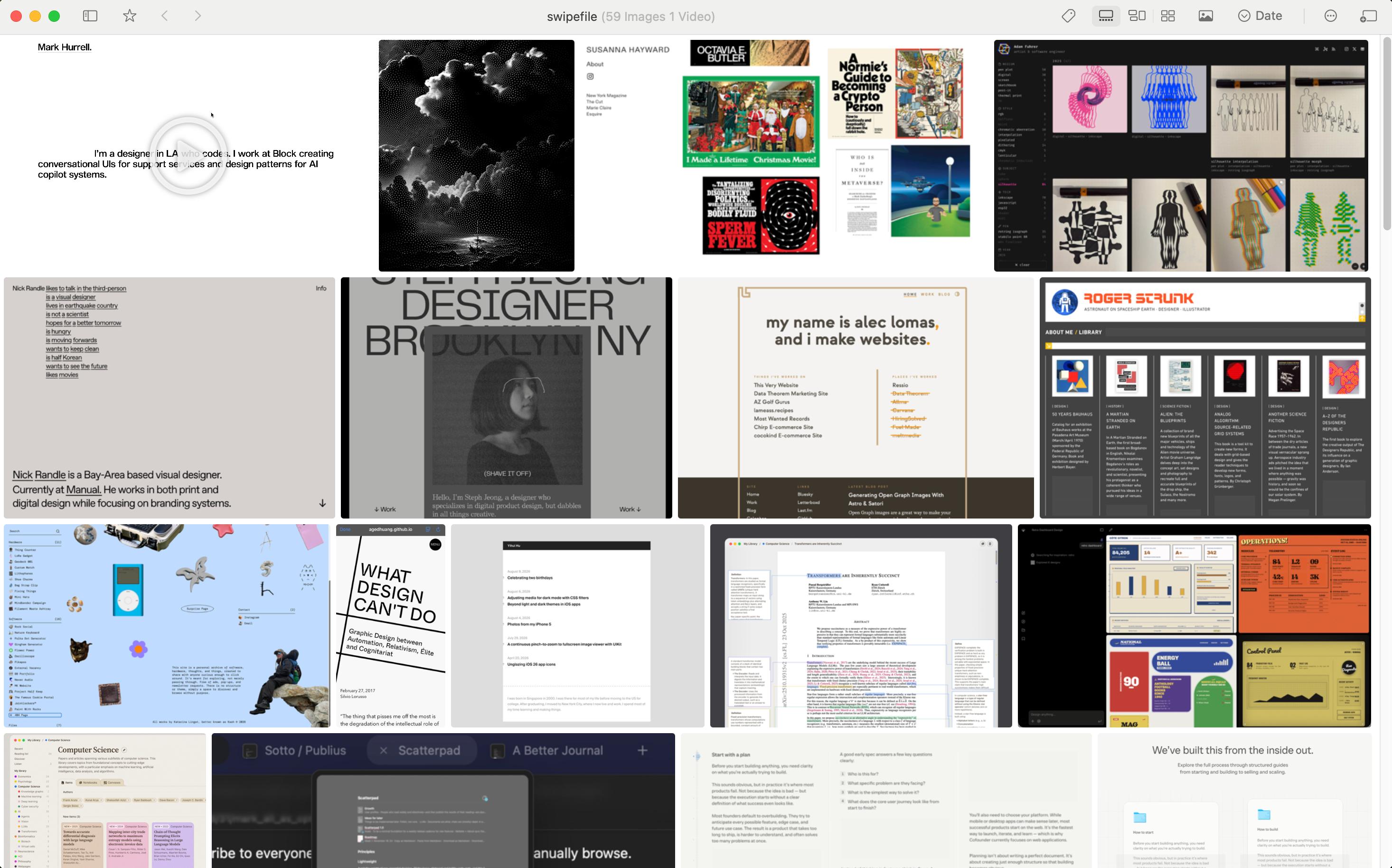 Screenshot of my swipfile folder open in FlowVision
