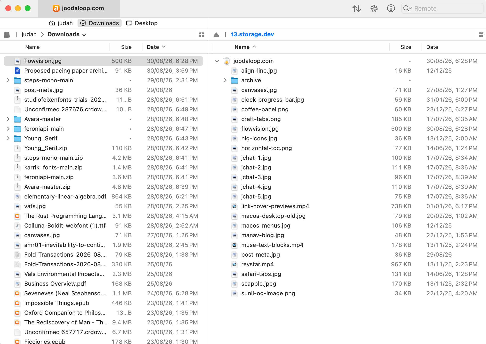 Screenshot of the Transmit app